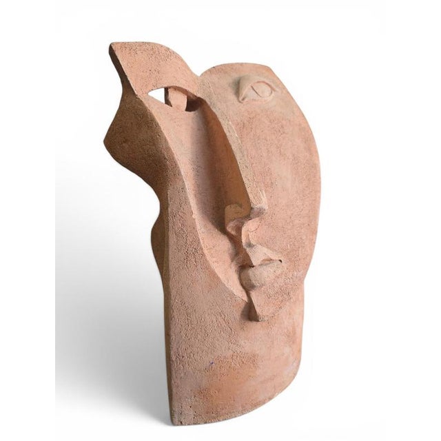 European Artist, Cubist Head Sculpture, 1970s, Terracotta For Sale - Image 6 of 14