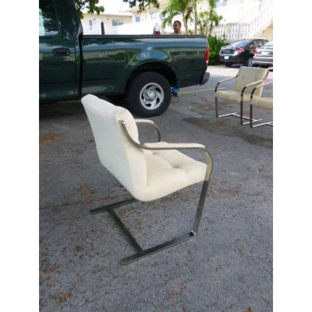 Metal 1970s Mid-Century Modern Brueton Heavy Thick Chromed Steel Arm Chairs - Set of 4 For Sale - Image 7 of 11