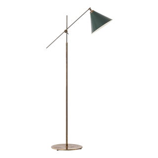 Danish Modern Floor Lamp in Brass and Lacquer attributed to Thomas Valentiner, 1960s For Sale
