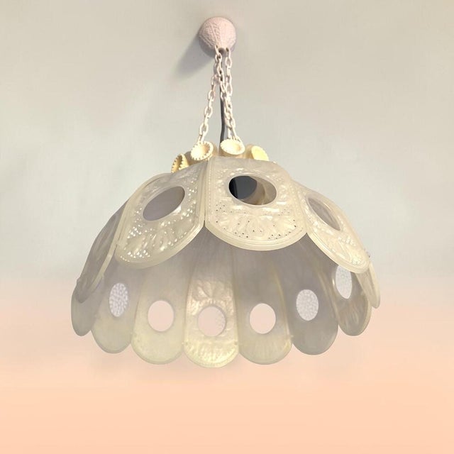 Farmhouse White Acrylic Modular Hanging Light Small Chandelier, Ukraine, 1970s For Sale - Image 4 of 16