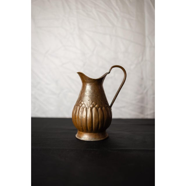 Antique Embossed Copper Jug with Floral Motif, 1900s For Sale - Image 4 of 9