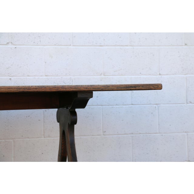 Farmhouse 1940s French Oak Farmhouse Dining Table | Antique Rustic Trestle Base | Provincial Country For Sale - Image 3 of 14