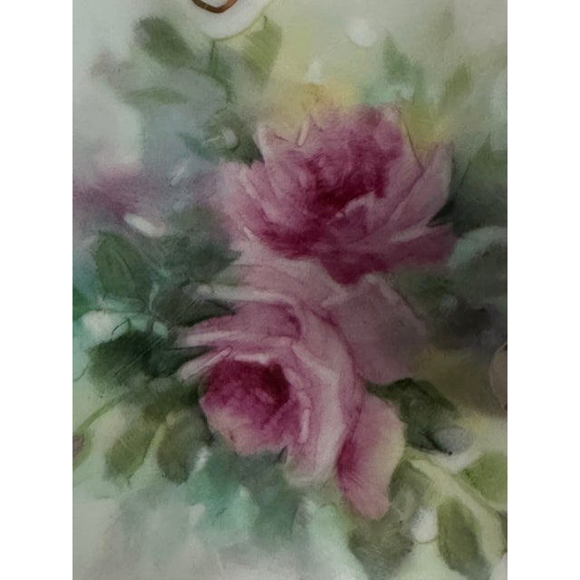 Twentieth Century Hand Painted Gold Gilt Pink Roses Jewelry Trinket Dish For Sale In Orlando - Image 6 of 12