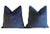 Custom Tailored Midnight Blue Velvet Feather/Down Pillows - Pair For Sale - Image 4 of 6