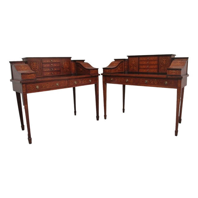 Early 20th Century Mahogany Carlton House Desks, 1910, Set of 2 For Sale