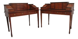 Early 20th Century Mahogany Carlton House Desks, 1910, Set of 2
