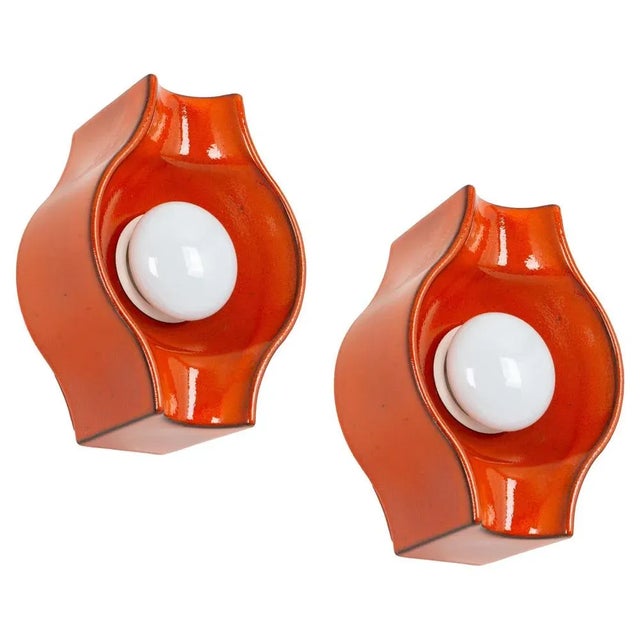 Orange Ceramic Wall Light by Cari Zalloni, 1970s For Sale - Image 10 of 10