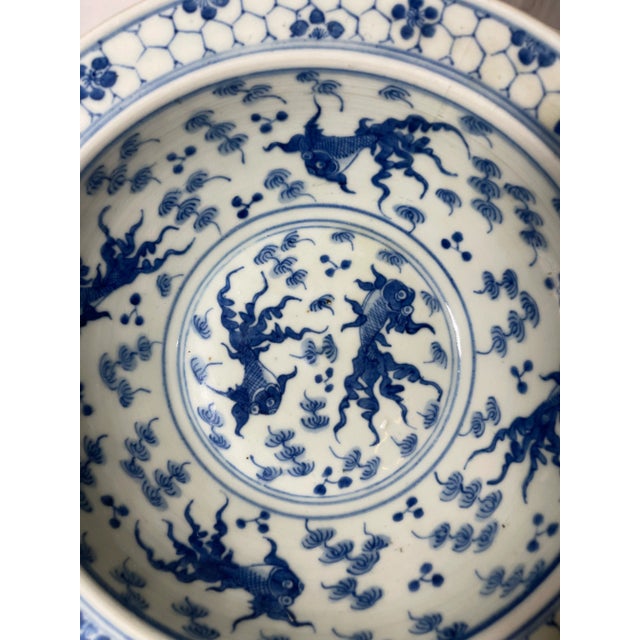 Chinese Antique Large Chinese Blue & White Bowl For Sale - Image 3 of 8