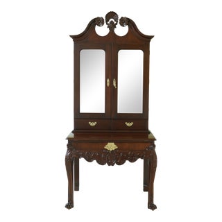 Kindel Irish Georgian Carved Mahogany Secretary Bookcase Desk For Sale