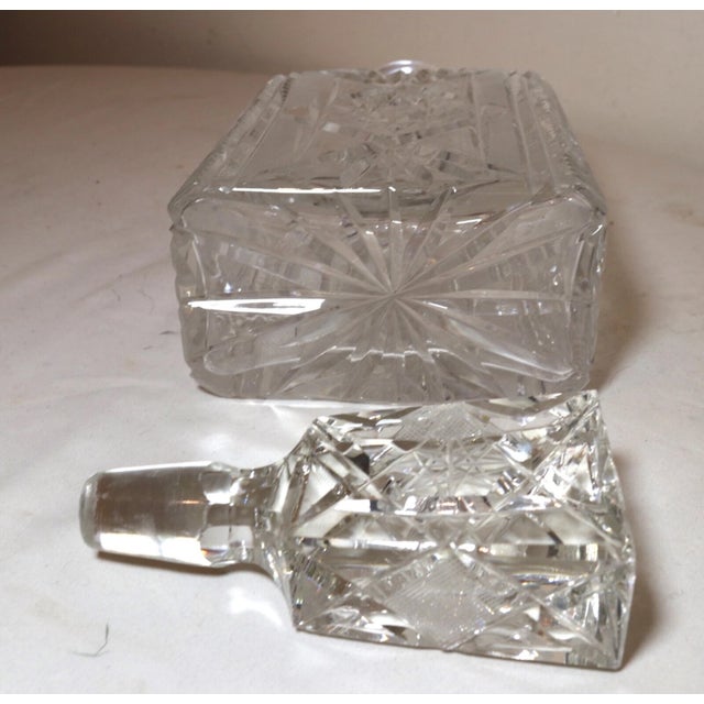 Vintage American Brilliant Cut Clear Crystal Liquor Wine Decanter Glass Bottle For Sale - Image 12 of 12
