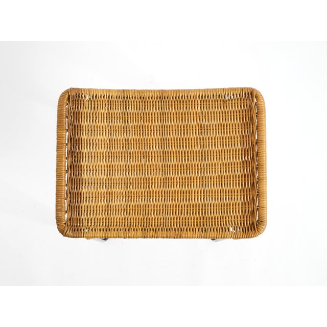 Mid-Century Modern Rattan Stool with Black Iron Frame, 1950s For Sale - Image 6 of 18
