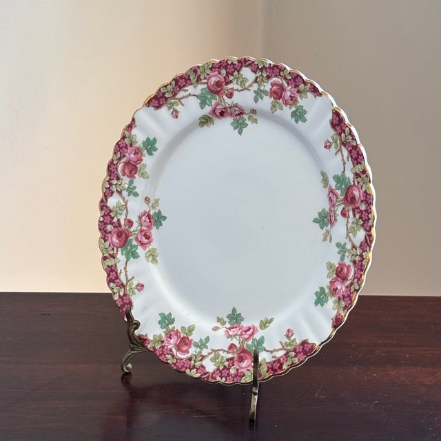 Ceramic Vintage English Bone China Decorative Dessert Plate For Sale - Image 7 of 12