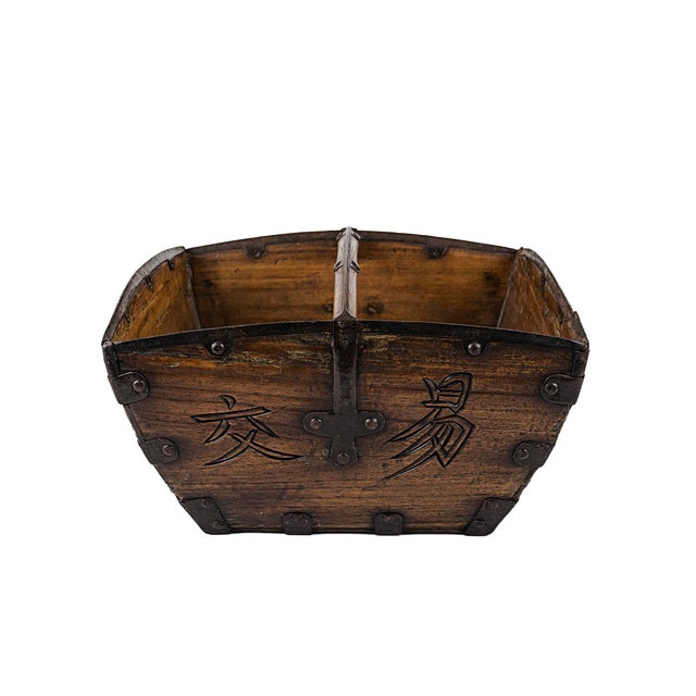 Vintage Antique Chinese Wooden Grain Bucket For Sale In Tulsa - Image 6 of 11