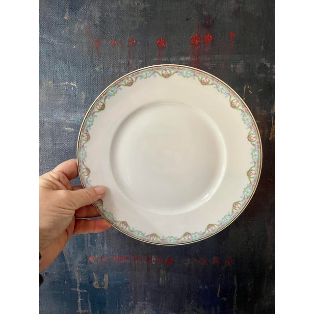 Marshall Fields Set of Eleven (11) Limoges France Pink and Green Floral Plates for Marshall Fields For Sale - Image 4 of 10