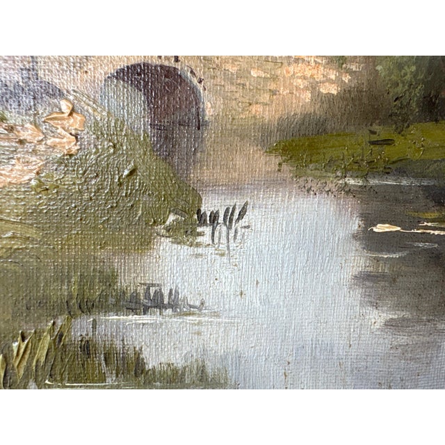 Th Linsyer, Lively Landscape by a River, 1890s-1910s, Oil on Canvas, Framed For Sale - Image 11 of 17