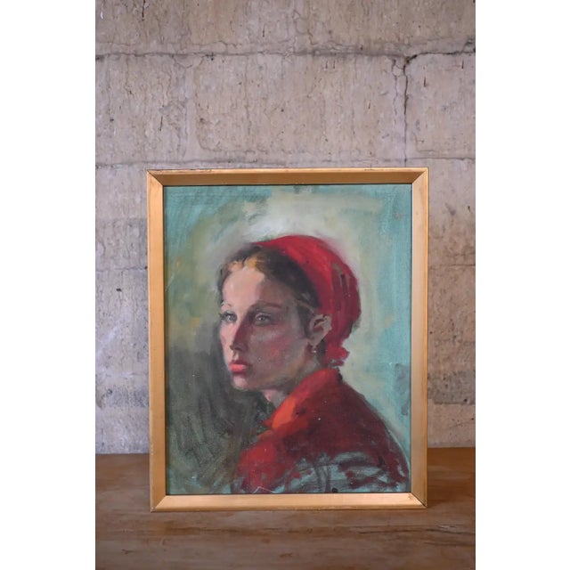 ‘Girl in Red Bonnet’ Pastel on Canvas by Clement Micarelli For Sale - Image 10 of 10