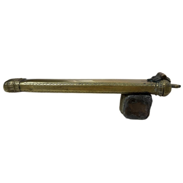 19th Century Ottoman Brass Traveling Scribe Pen Box & Inkwell - Signed "Sohrab" For Sale - Image 4 of 9