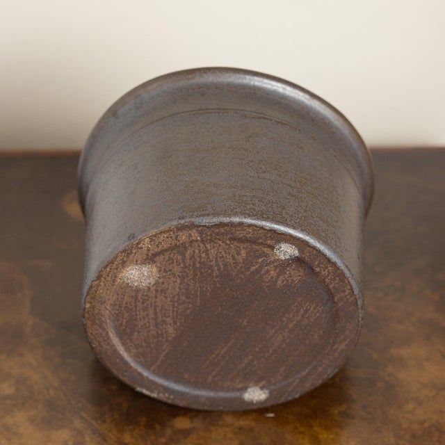 Brown Vintage California Modern Brown Glazed Stoneware Planter, Architectural Pottery Style For Sale - Image 8 of 9
