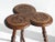 Rustic Antique Oak Wooden Side Table with Floral Carved Bobbin Leg and Pedestal Trefoil Top, 1920s For Sale - Image 3 of 11