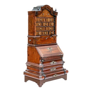 Antique Salesman Sample English Walnut Secretary Bookcase For Sale