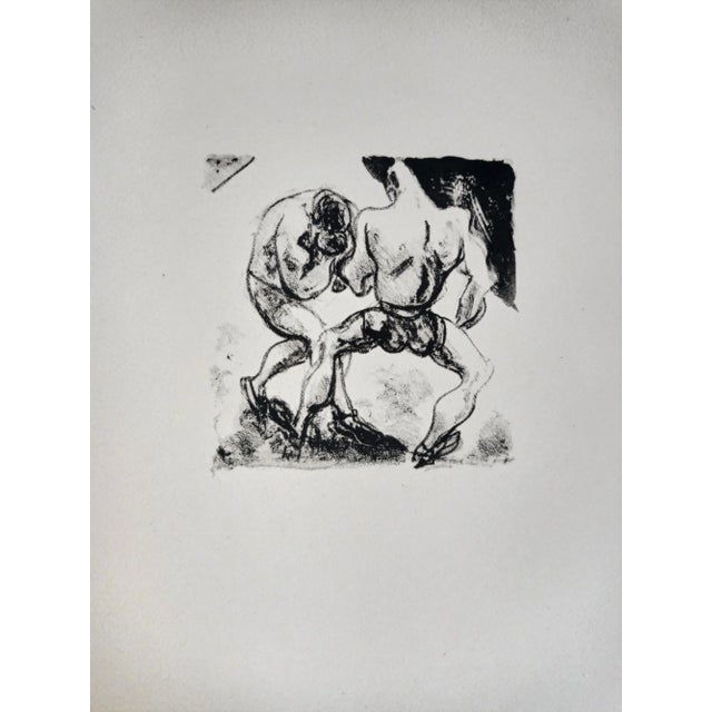 Jean Gabriel Daragnès, The Boxing Match, 1946 Beautiful lithograph in excellent condition: 30 x 28 cm I have official...