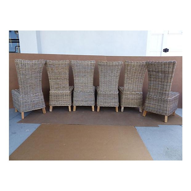 Rattan Wicker High Back Dining Chairs Set of 6 Chairish