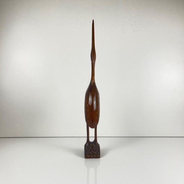 1970s Carved Wooden Heron Statue, Mid-20th Century For Sale - Image 5 of 10