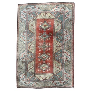 Large Vintage Distressed Turkish Kars Rug, 1980s For Sale