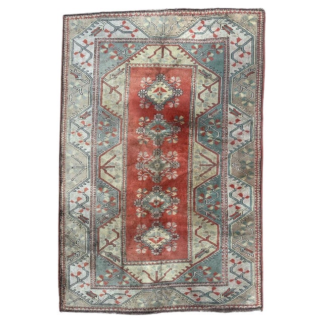 Large Vintage Distressed Turkish Kars Rug, 1980s For Sale