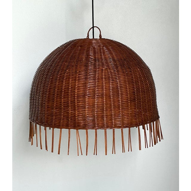 Vintage Woven Rattan Dime Chandelier For Sale In West Palm - Image 6 of 12