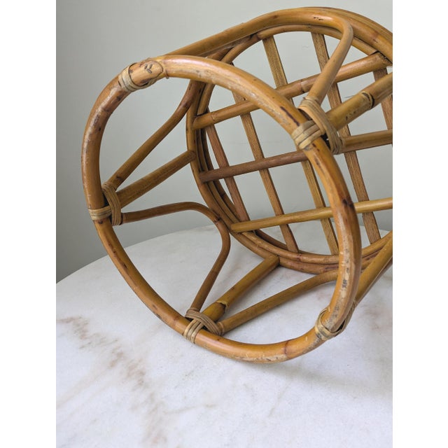 Paul Frankl Vintage Rattan Round Ottoman For Sale - Image 4 of 8