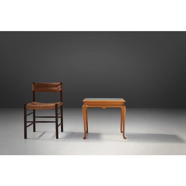 Side Table in Beech with Lace Inlay and Glass Top, France, 1950s For Sale - Image 9 of 11