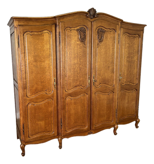 Vintage French Louis XVI Style Wardrobe in Oak