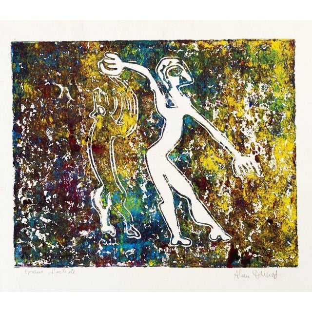 Shape of Man is a colored artwork realized during the 1970s by Alain Ducros. Mixed colored lithograph. Hand-signed on the...