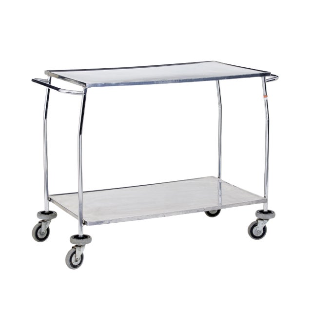 Vintage Stainless Steel Trolley, 1970s For Sale