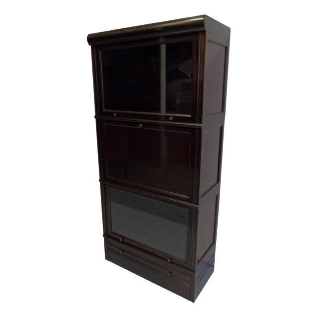 Vintage Mahogany Stackable Bookcase with Bar, 1960s For Sale