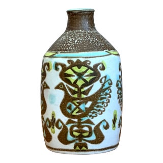 Vintage MCM Hand Painted Vase For Sale