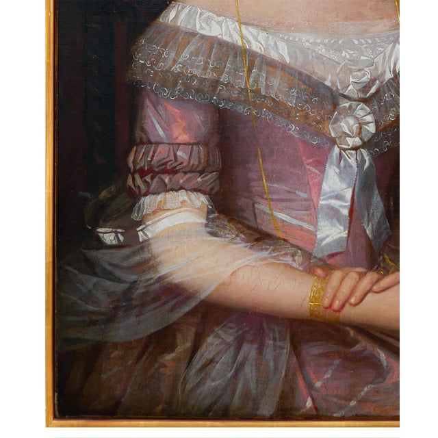 Red Dark Red and Pink Antique Portrait of a Victorian Lady, 20th Century For Sale - Image 8 of 12