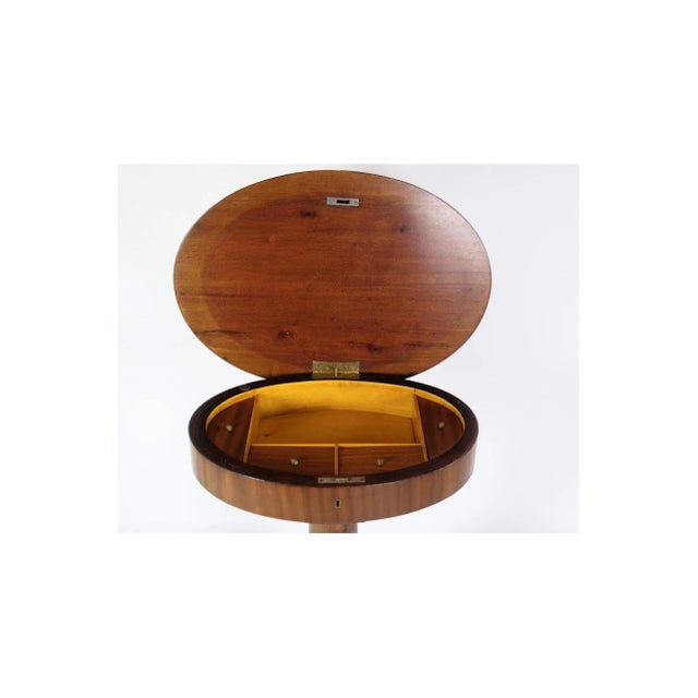Mahogany Oval Sewing Lamp Table on Pillar For Sale - Image 4 of 7