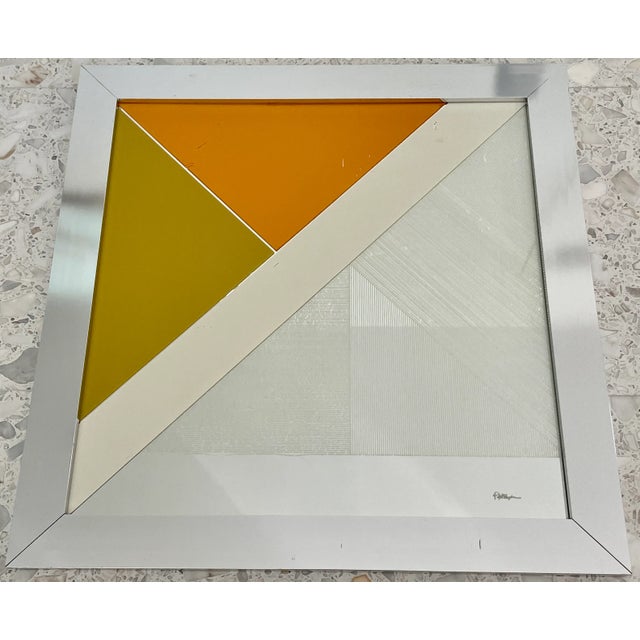 Large and impressive 1970's greg Copeland graphic art. Geometric design paint on mirror. Signed by the artist on the right...