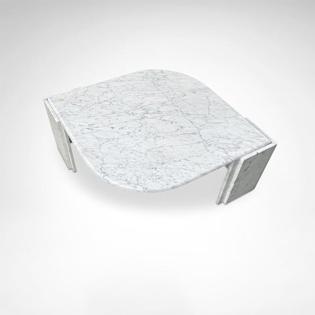 German Teardrop Coffee Table with Carrara Marble, 1980s For Sale - Image 6 of 6