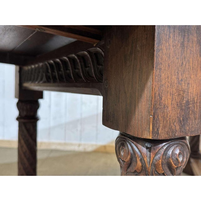 Extendable Oak Table with Gothic Decoration, 1930s For Sale - Image 12 of 18