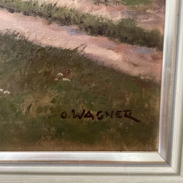 Early 20th Century Mid Century Modern Oil Painting Alpine Church Landscape by Othmar Wagner Austria For Sale - Image 10 of 12