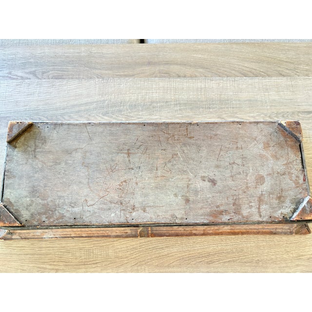 Vintage Primitive Handcrafted Bamboo Wood & Woven Splint Tray For Sale - Image 9 of 11