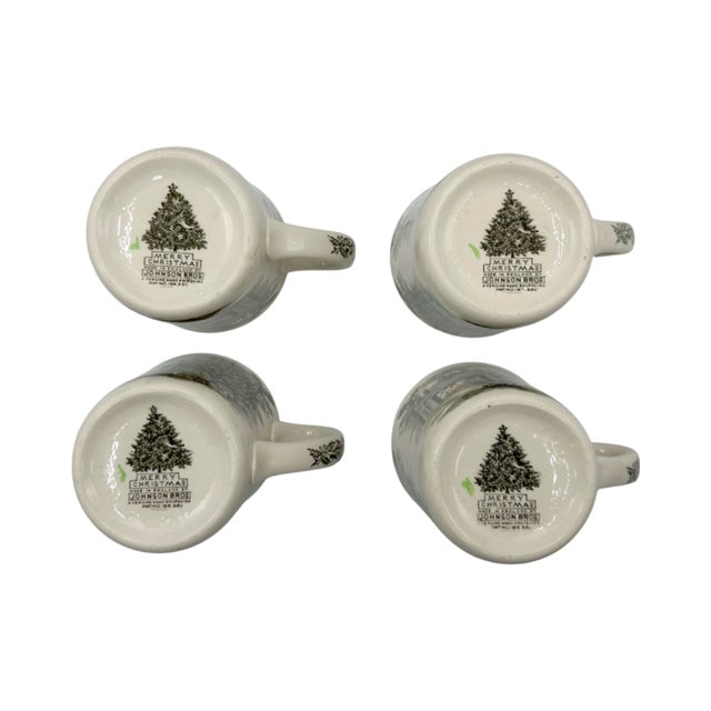 Vintage Set of 4 Johnson Bros Holiday Christmas Mugs For Sale - Image 10 of 13