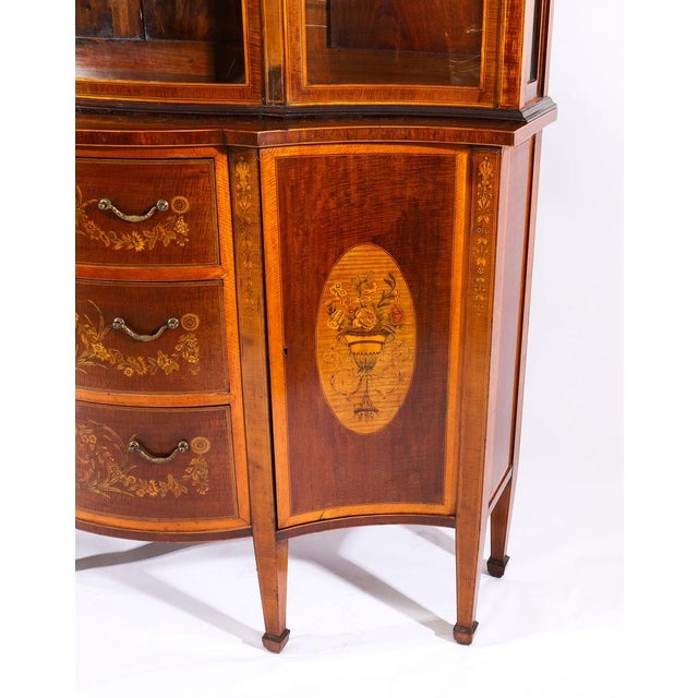 Antique 19th Century Marquetry Serpentine Display Cabinet from Edwards & Roberts For Sale - Image 10 of 18