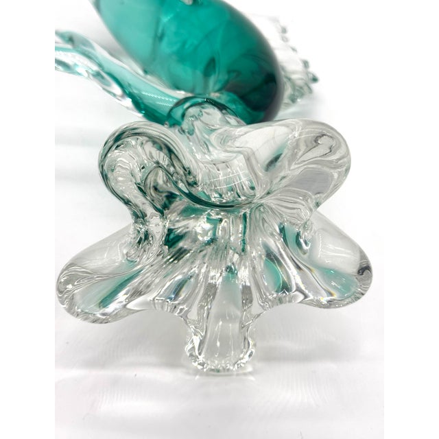 Vintage 1960s Murano Art Glass Large Swordfish Sculpture Clear & Aqua Blue Large and Stunning For Sale - Image 9 of 9