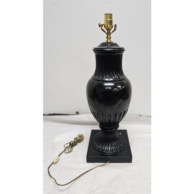 Late 20th Century Ebonized and Glazed Cast Ceramic Vase-Form Table Lamp For Sale In Washington DC - Image 6 of 7