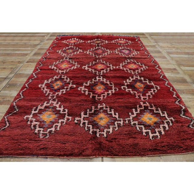 Textile Vintage Red Moroccan Rug, 06'05 X 10'05 For Sale - Image 7 of 9