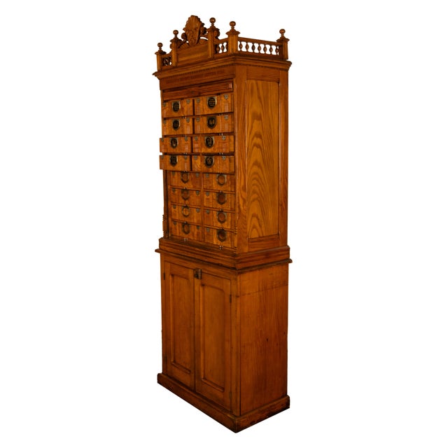 Antique American Carved Oak Victorian Roll Top Letter File Cabinet Amberg Co, 1883 For Sale - Image 13 of 16